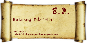 Betskey Márta névjegykártya